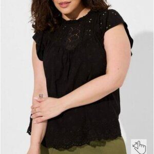 Torrid Black Lace Eyelet Ruffle Top